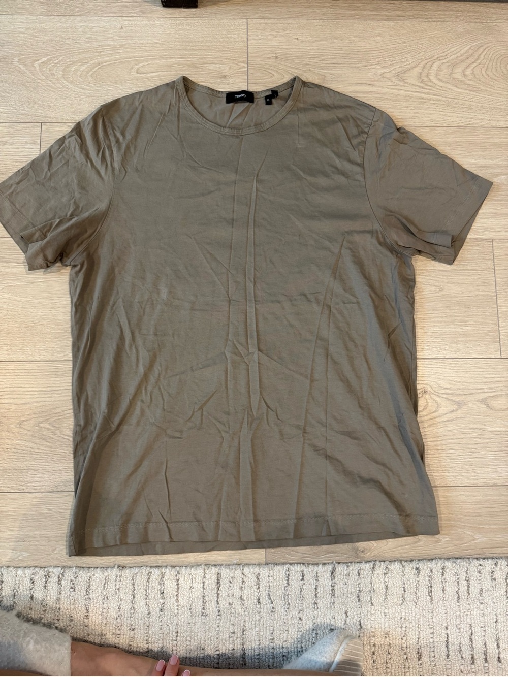 Theory Olive Crewneck Short Sleeve Tee